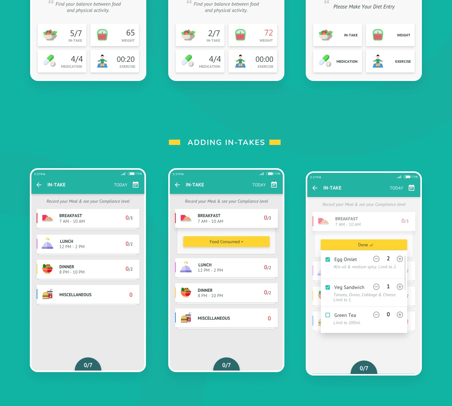 Diet tracker UI